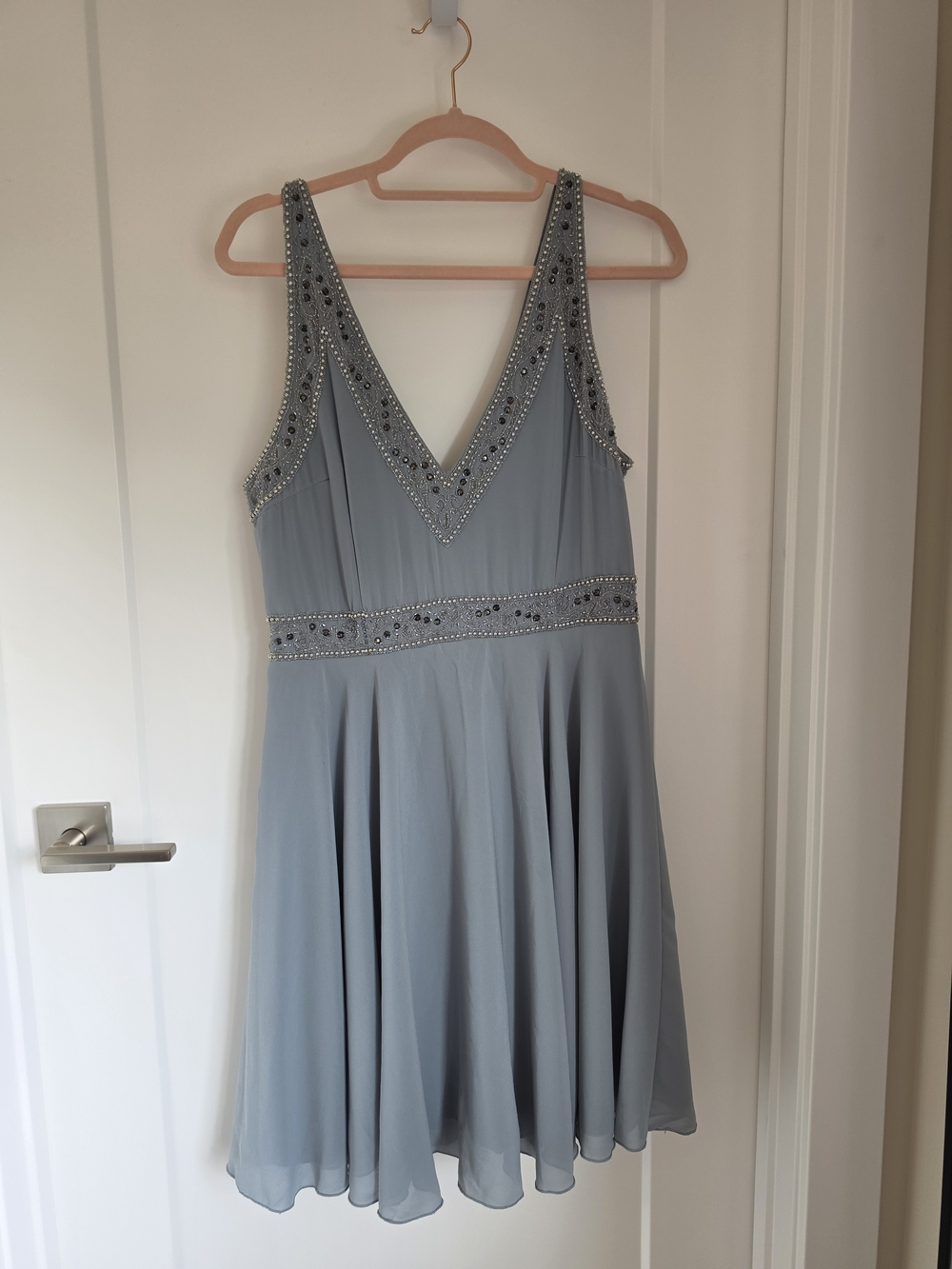 Angeleye Light Blue Beaded Cocktail Dress